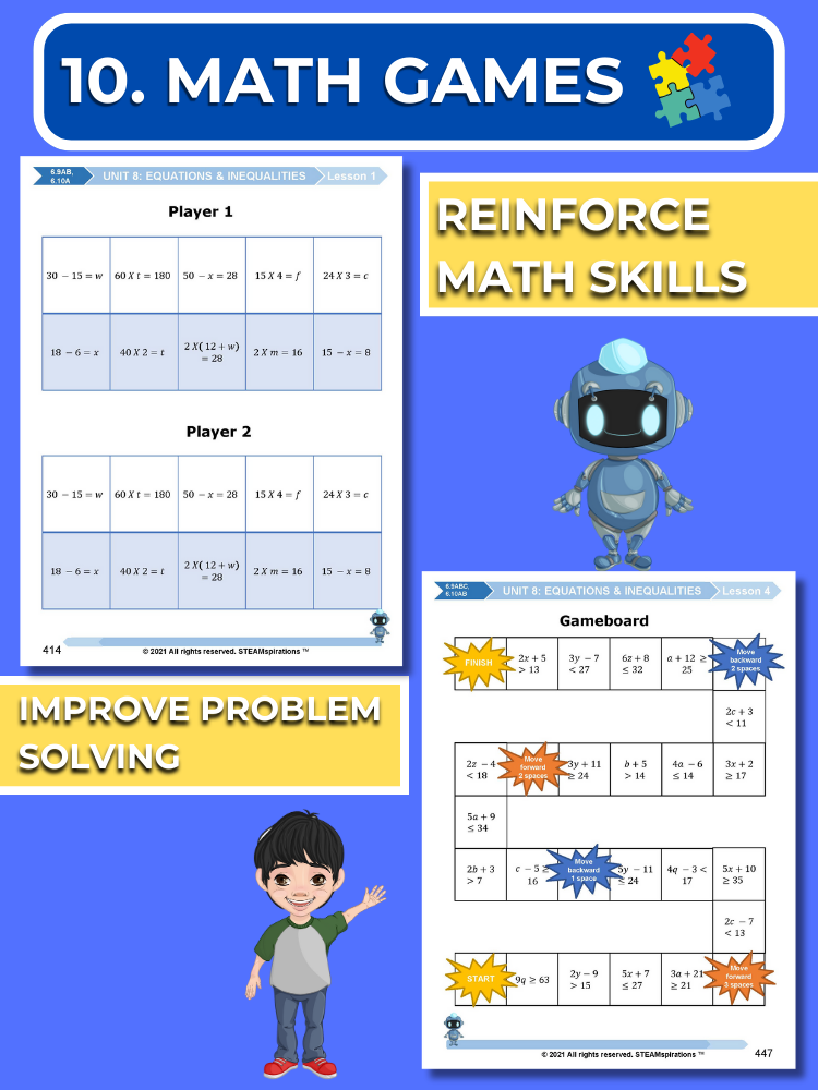 Mathtastico! 6th Math Bundle Unit 8 Equations & Inequalities - E-Book