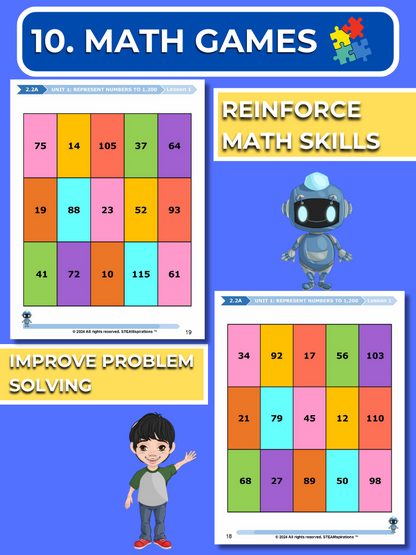 Mathtastico! 2nd Grade Math Bundle Unit 1 Represent Numbers To 1,200 - E-Book