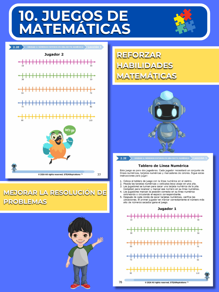 ¡Mathtástico! 2do Grado Unidad 2: Números Enteros en una Recta Numérica - Libro Electrónico