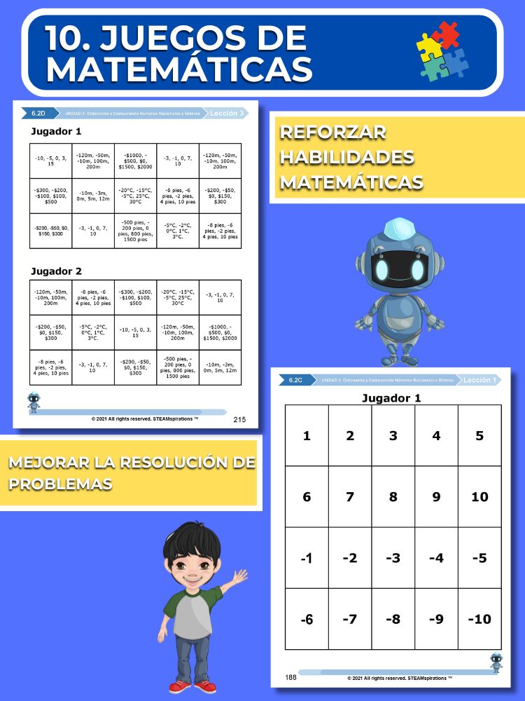 ¡Mathtástico! 6to Grado Unidad 4: Ordenando y Comparando Números Racionales e Enteros - Libro Electrónico