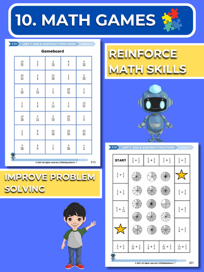 Mathtastico! 5th Grade Math Bundle Unit 7 Add & Subtract Fractions - E-Book