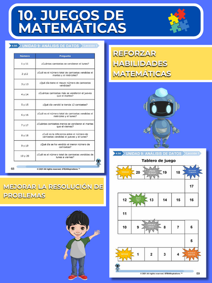 ¡Mathtástico! Paquete de Matemáticas de 4to Grado Unidad 9: ANÁLISIS DE DATOS - Libro Electrónico