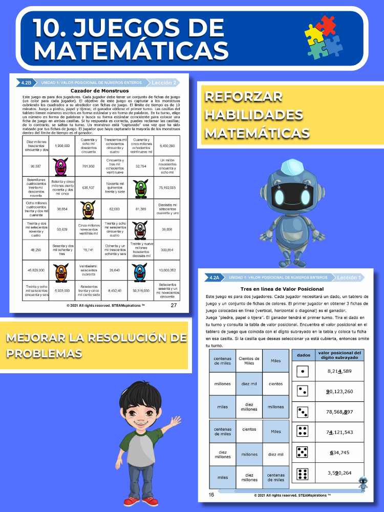 ¡Mathtástico! 4to Grado Unidad 1: VALOR POSICIONAL DE LOS NÚMEROS ENTEROS - Libro Electrónico