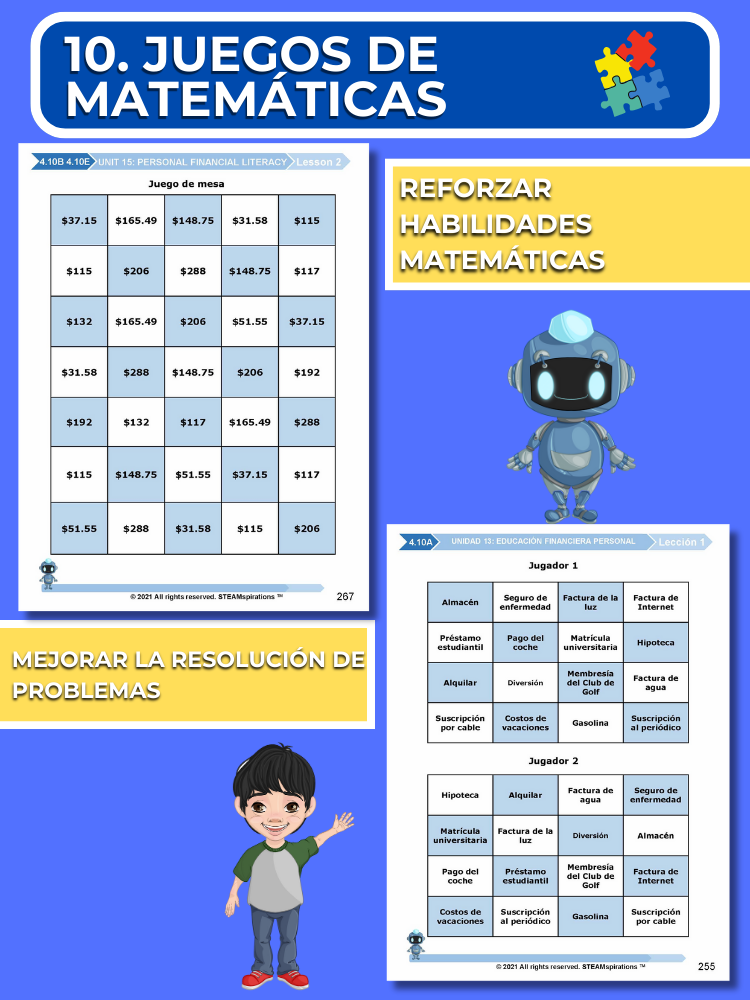 ¡Mathtástico! 4to Grado Unidad 13: EDUCACIÓN FINANCIERA PERSONAL - Libro Electrónico