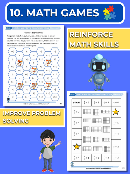 Mathtastico! 5th Grade Math Bundle Unit 8 Multiply & Divide Fractions - E-Book