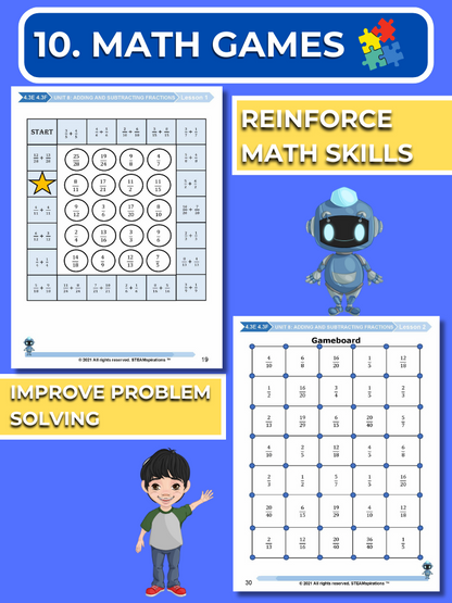 Mathtastico! 4th Grade Math Bundle Unit 8 Adding & Subtracting Fractions - E-Book