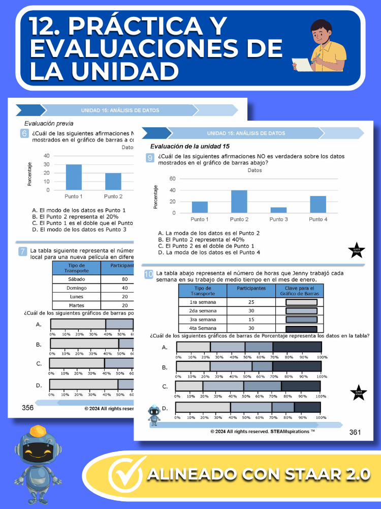 ¡Mathtástico! 6to Grado Unidad 15: Análisis De Datos- Libro Electrónico