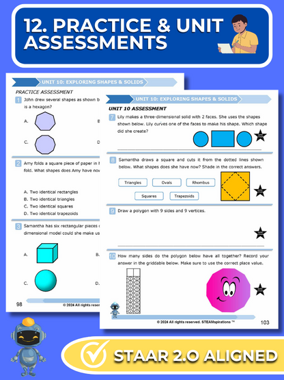 Mathtastico! 2nd Grade Math Bundle Unit 10 Exploring Shapes & Solids - E-Book