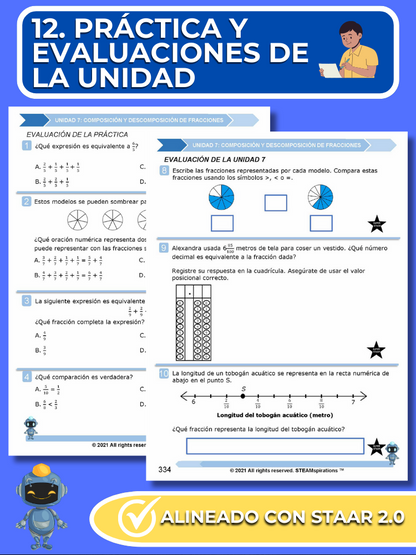 ¡Mathtástico! 4to Grado Unidad 7: COMPOSICIÓN Y DESCOMPOSICIÓN DE FRACCIONES - Libro Electrónico