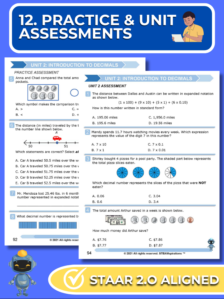 Mathtastico! 4th Grade Math Bundle Unit 2 Introduction to Decimals - E-Book