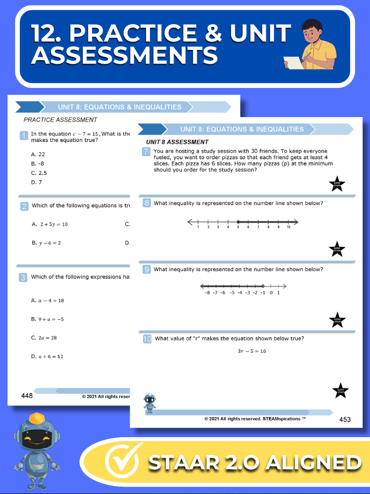 Mathtastico! 6th Math Bundle Unit 8 Equations & Inequalities - E-Book