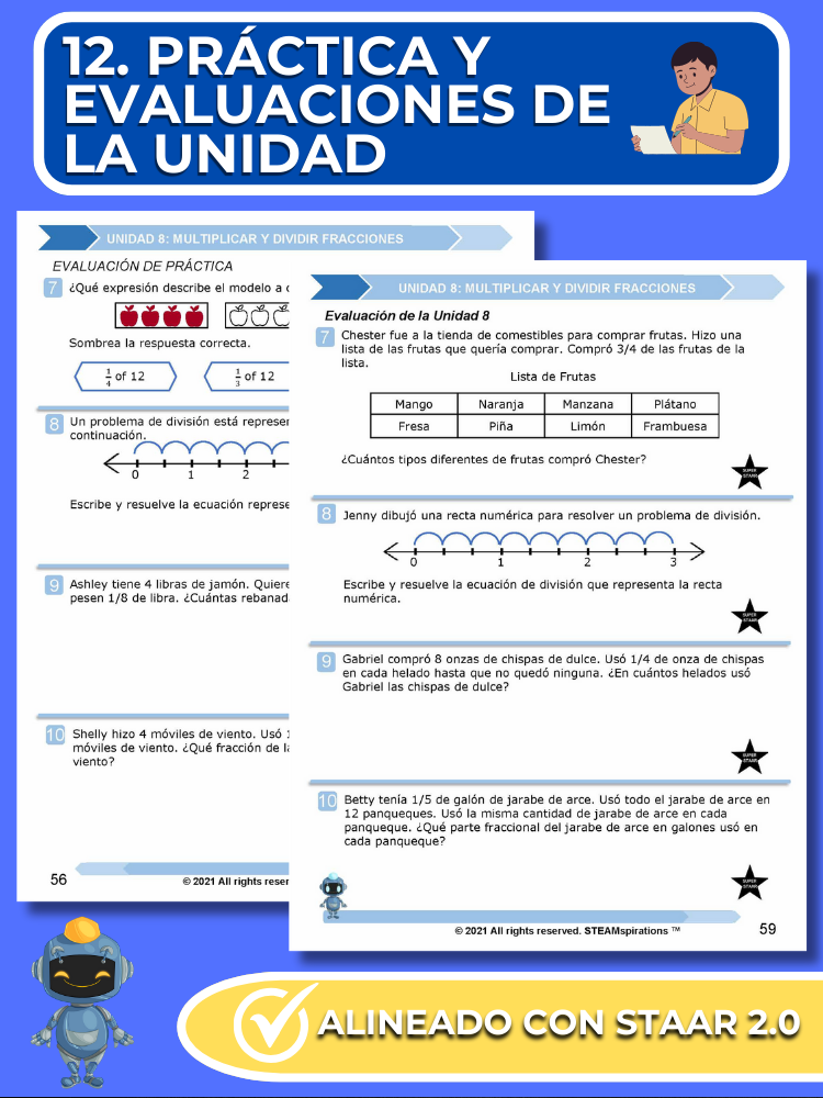 ¡Mathtástico! 5to Grado Unidad 8: MULTIPLICAR Y DIVIDIR FRACCIONES - Libro Electrónico