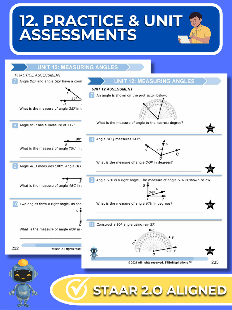 Mathtastico! 4th Grade Math Bundle Unit 12 Measuring Angles - E-Book