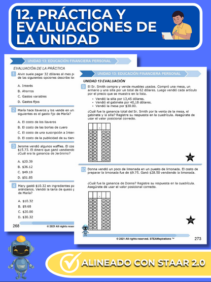 ¡Mathtástico! 4to Grado Unidad 13: EDUCACIÓN FINANCIERA PERSONAL - Libro Electrónico