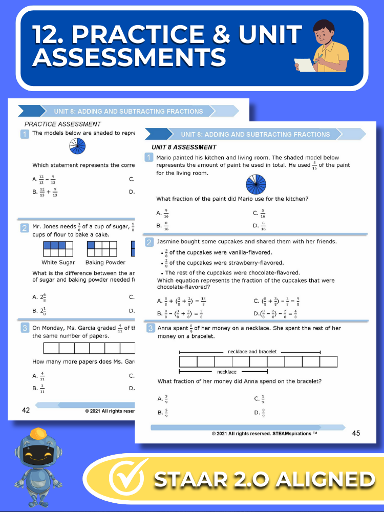 Mathtastico! 4th Grade Math Bundle Unit 8 Adding & Subtracting Fractions - E-Book