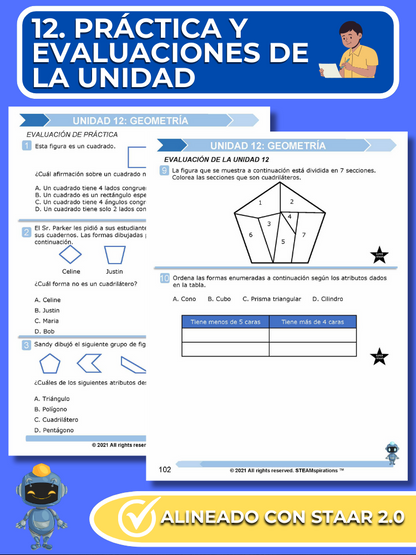 ¡Mathtástico! Paquete de Matemáticas de 3er Grado Unidad 12: Geometría - Libro Electrónico