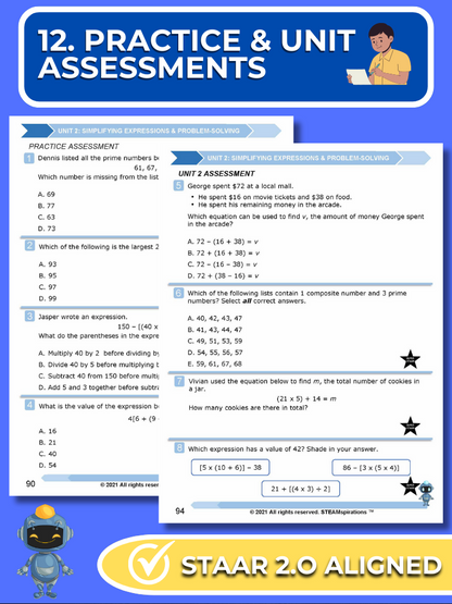 Mathtastico 5th Grade Math Bundle Unit 2 Simplifying Expressions-Problem Solving - E-Book