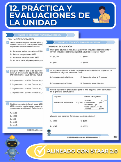 ¡Mathtástico! 5to Grado Unidad 12: EDUCACIÓN FINANCIERA PERSONAL - Libro Electrónico