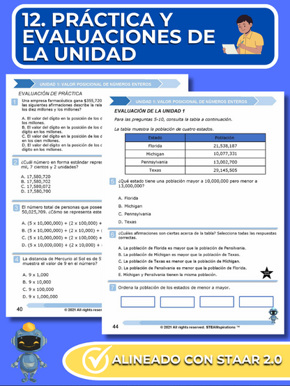 ¡Mathtástico! 4to Grado Unidad 1: VALOR POSICIONAL DE LOS NÚMEROS ENTEROS - Libro Electrónico