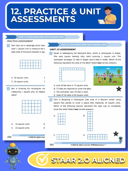 Mathtastico! 2nd Grade Math Bundle Unit 13 Exploring Area with Square Units - E-Book