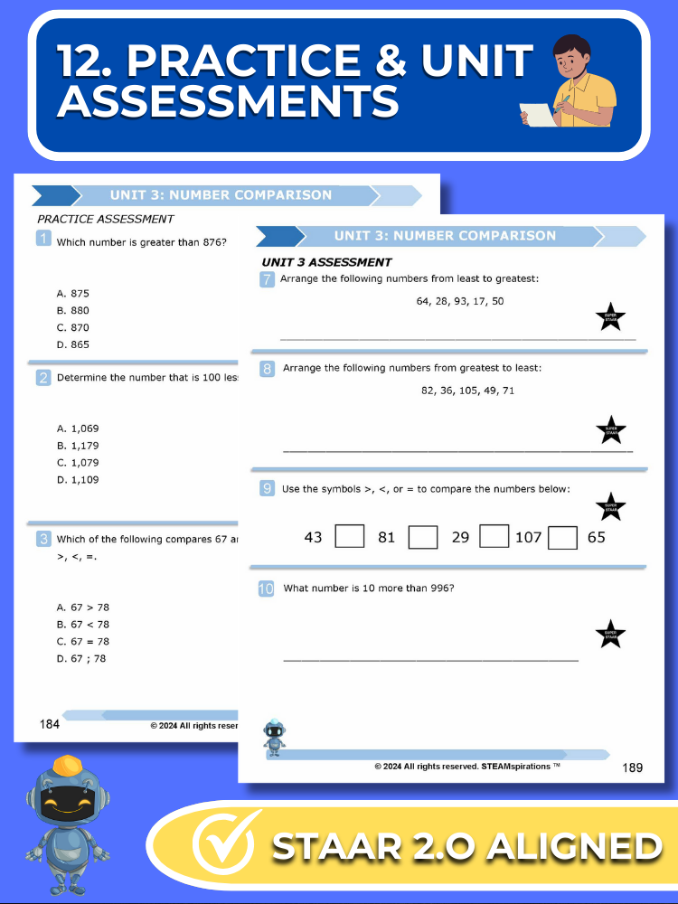 Mathtastico! 2nd Grade Math Bundle Unit 3 Number Comparisons - E-Book