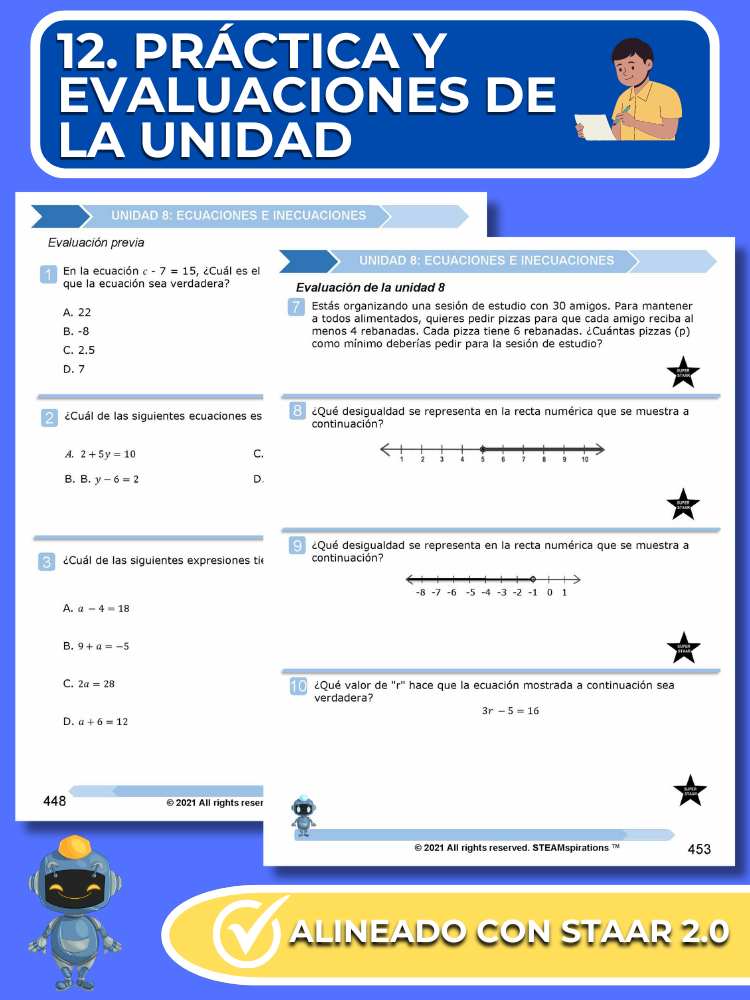 ¡Mathtástico! 6to Grado Unidad 8: Ecuaciones e Inecuaciones - Libro Electrónico