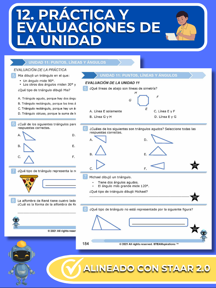 ¡Mathtástico! 4to Grado Unidad 11: PUNTOS, LÍNEAS Y ÁNGULOS - Libro Electrónico