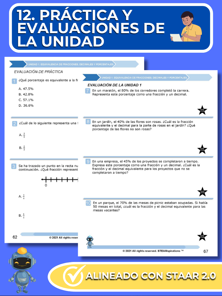 ¡Mathtástico! 6to Grado Unidad 1: Equivalencia de Fracciones, Decimales y Porcentajes - Libro Electrónico