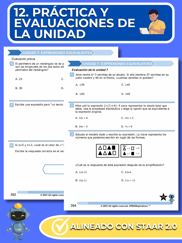 ¡Mathtástico! 6to Grado Unidad 7: Expresiones Equivalentes - Libro Electrónico