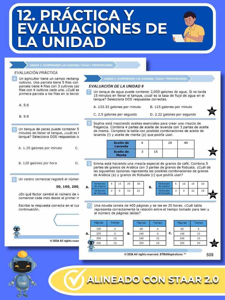 ¡Mathtástico! 6to Grado Unidad 9: Comprender Las Razones, Tasas y Proporciones - Libro Electrónico