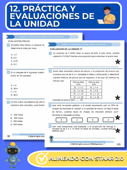 ¡Mathtástico! 6to Grado Unidad 11: Entendiendo Razones, Tasas y Porcentajes- Libro Electrónico