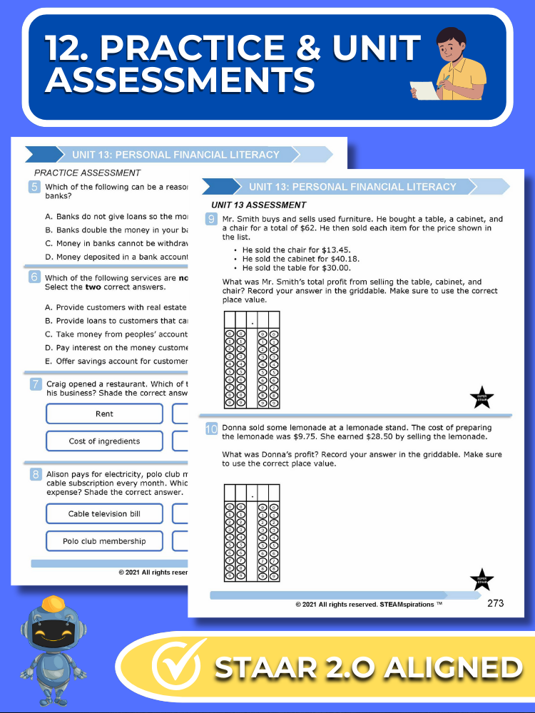 Mathtastico! 4th Grade Math Bundle Unit 13 Personal Financial Literacy - E-Book