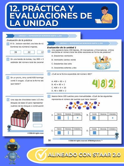 ¡Mathtástico! 2do Grado Unidad 1: Representación De Números Hasta 1,200 - Libro Electrónico