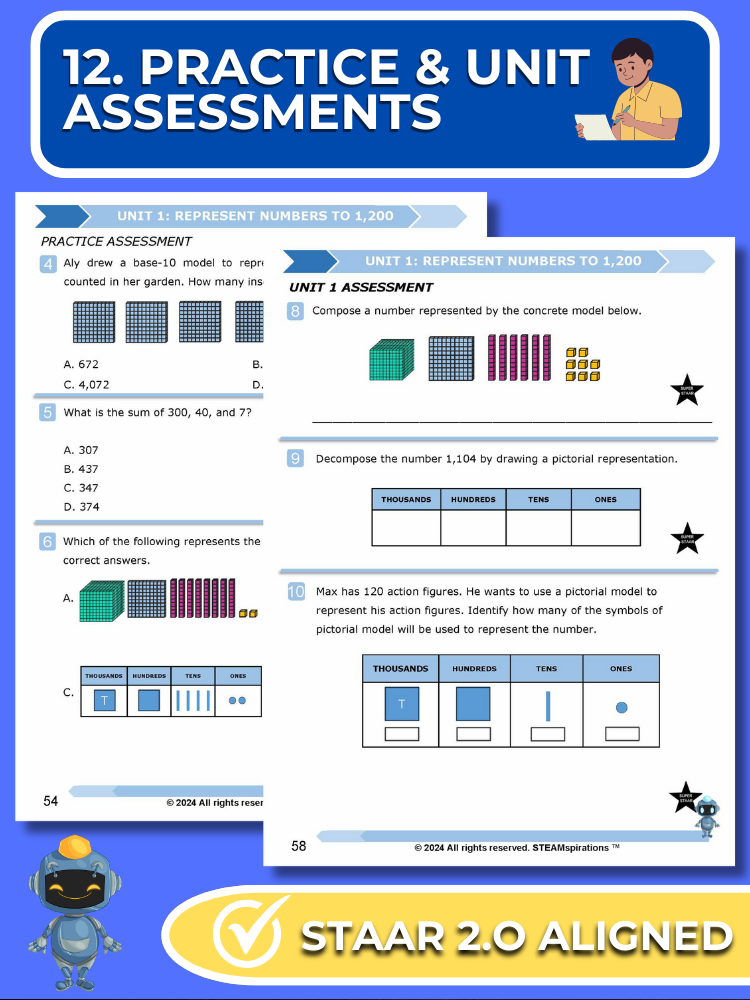 Mathtastico! 2nd Grade Math Bundle Unit 1 Represent Numbers To 1,200 - E-Book