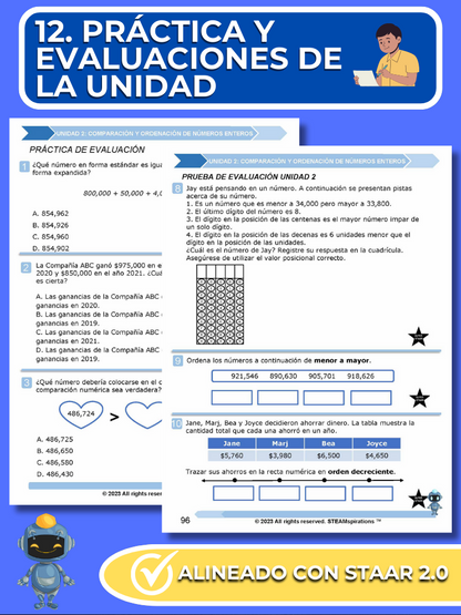 ¡Mathtástico! 3er Grado Unidad 2: Comparación Y Ordenación De Números Enteros - Libro Electrónico