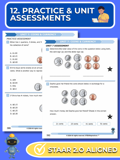 Mathtastico! 2nd Grade Math Bundle Unit 7 Coins & Currency - E-Book