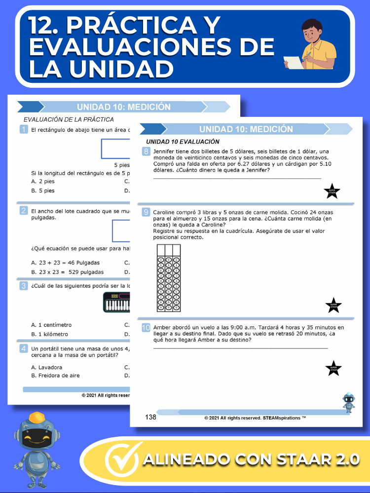 ¡Mathtástico! Paquete de Matemáticas de 4to Grado Unidad 10: Medición - Libro Electrónico