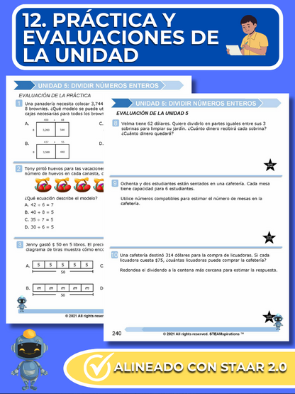 ¡Mathtástico! 4to Grado Unidad 5: DIVIDIR NÚMEROS ENTEROS - Libro Electrónico