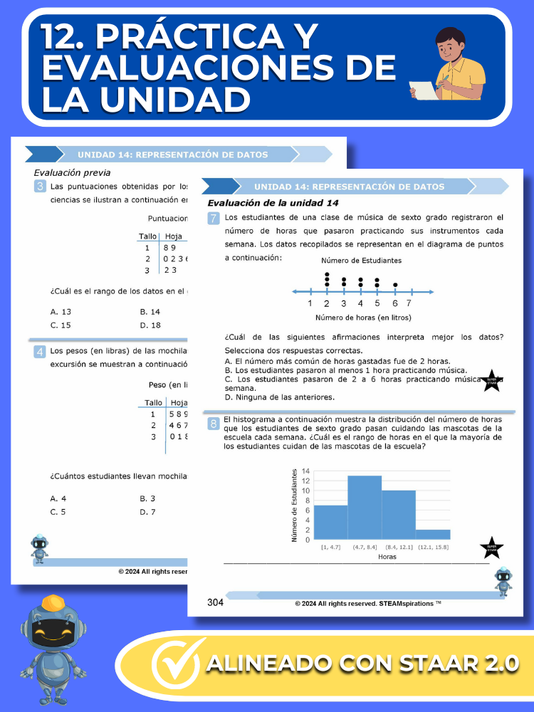 ¡Mathtástico! 6to Grado Unidad 14: Representación De Datos- Libro Electrónico