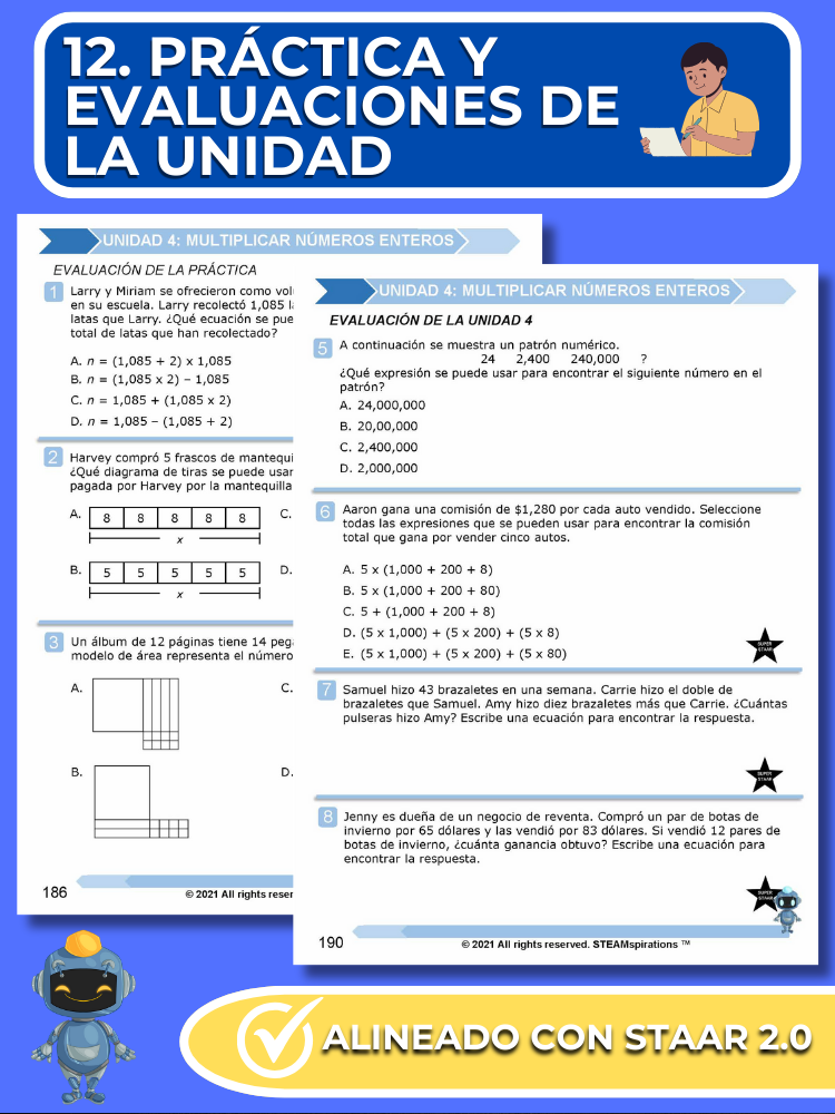 ¡Mathtástico! 4to Grado Unidad 4: MULTIPLICAR NÚMEROS ENTEROS - Libro Electrónico