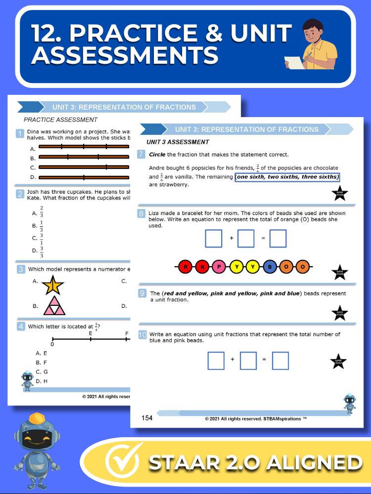 Mathtastico! 3rd Grade Math Bundle Unit 3 Fraction Representations - E-Book