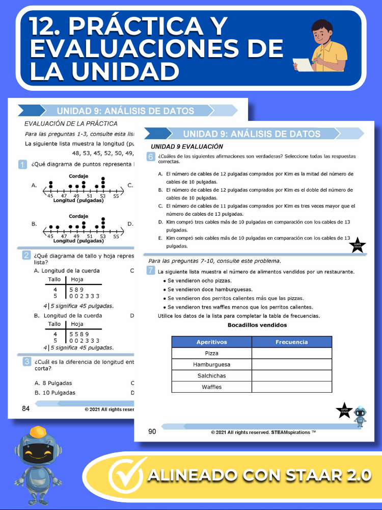 ¡Mathtástico! Paquete de Matemáticas de 4to Grado Unidad 9: ANÁLISIS DE DATOS - Libro Electrónico