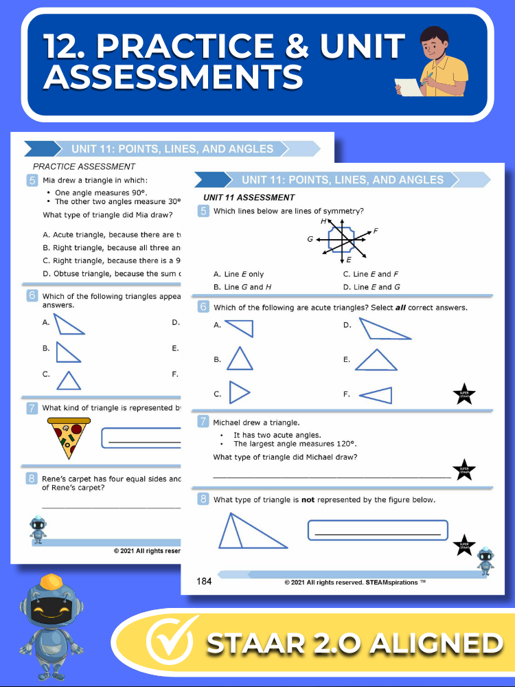 Mathtastico! 4th Grade Math Bundle Unit 11 Points, Lines, And Angles - E-Book