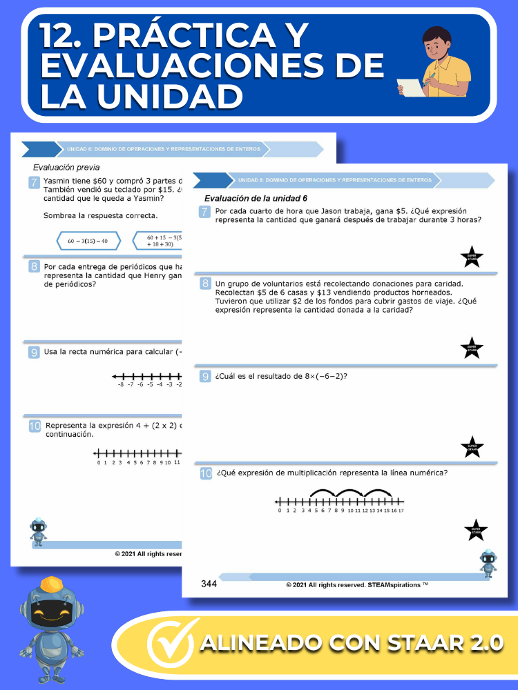 ¡Mathtástico! 6to Grado Unidad 6 Dominio de Operaciones y Representaciones de Enteros - Libro Electrónico