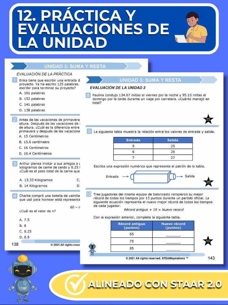 ¡Mathtástico! Paquete de Matemáticas de 4to Grado Unidad 3: SUMAS Y RESTAS - Libro Electrónico