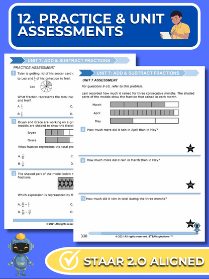 Mathtastico! 5th Grade Math Bundle Unit 7 Add & Subtract Fractions - E-Book