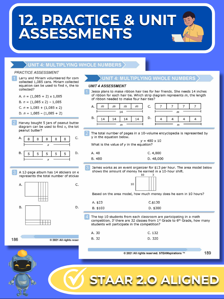 Mathtastico! 4th Grade Math Bundle Unit 4 Multiplying Whole Numbers - E-Book