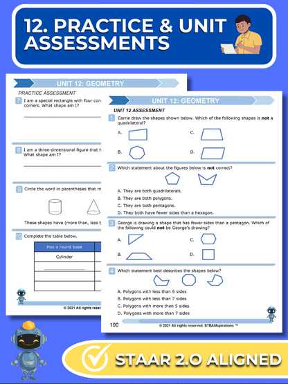 Mathtastico! 3rd Grade Math Bundle Unit 12 (Geometry) - E-Book