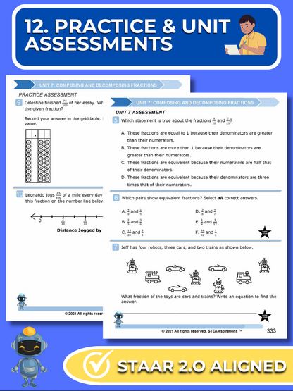 Mathtastico! 4th Grade Math Bundle Unit 7 Composing & Decomposing Fractions - E-Book