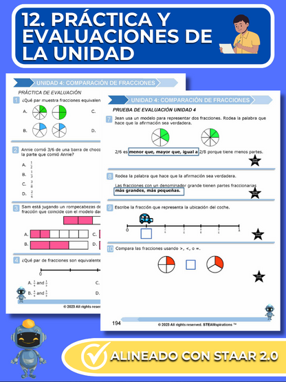 ¡Mathtástico! 3er Grado Unidad 4: Comparación De Fracciones - Libro Electrónico